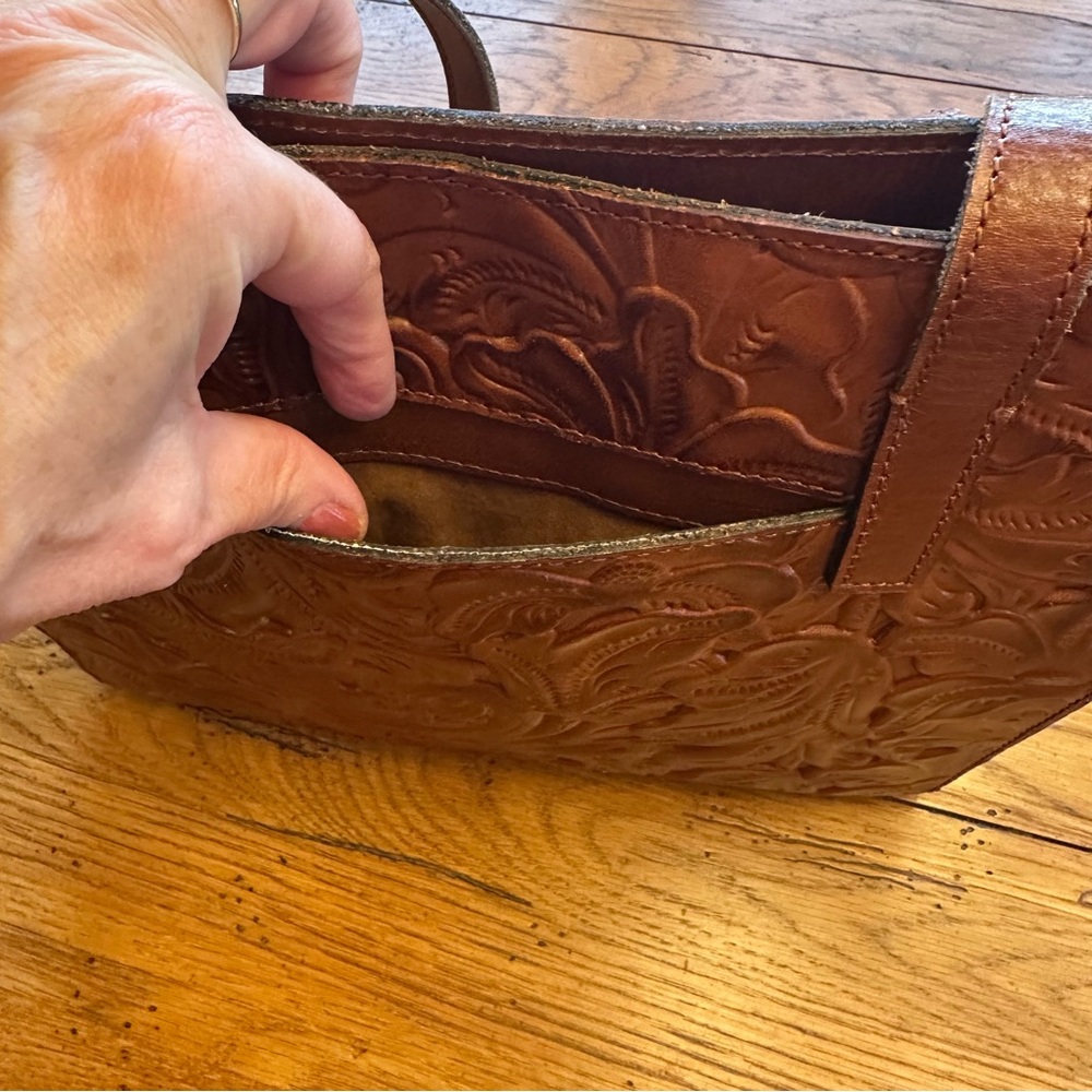 Patricia Nash Tooled Leather Zippered Tote Shoulder Bag - Picture 11 of 16